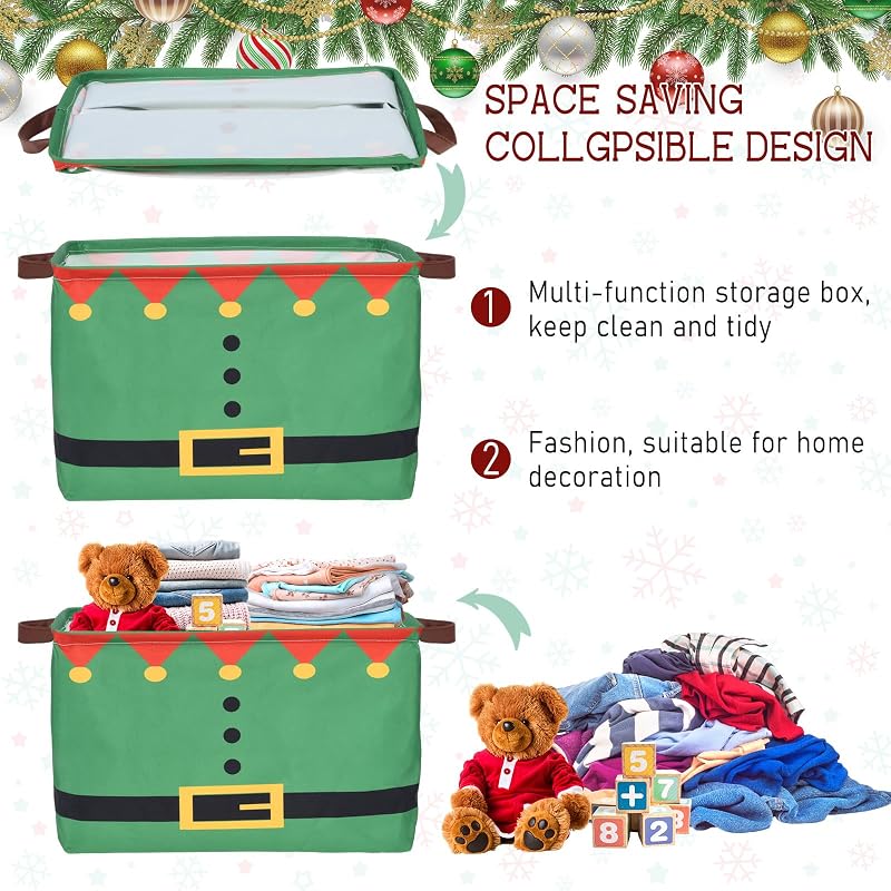3 Pack Christmas Storage Baskets Collapsible Canvas - Santa Suit Variation