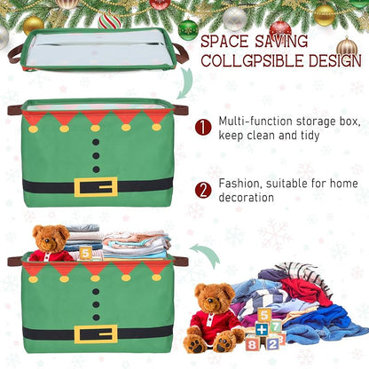 3 Pack Christmas Storage Baskets Collapsible Canvas - Santa Suit Variation