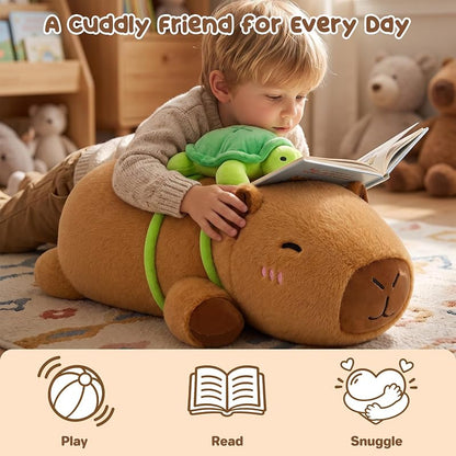 30-Inch Giant Capybara Plush Pillow - Large Capybara Stuffed Animal, Variation: Turtle Capybara