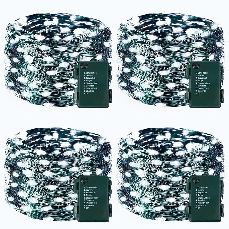 4 Pack 50 LED Battery Operated Fairy String Lights 16.4 ft Cool White - Variation: Cool White+4PK