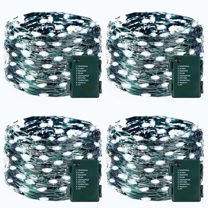 4 Pack 50 LED Battery Operated Fairy String Lights 16.4 ft Cool White - Variation: Cool White+4PK