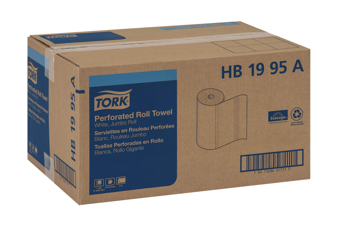 Universal Perforated Towel Roll, Two-Ply, 11 x 9, White, 210/Roll