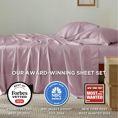 Bedsure Cooling Bed Sheets - Breathable Rayon from Bamboo | Soft, Deep Pocket Up to 16 Inches, Lavender