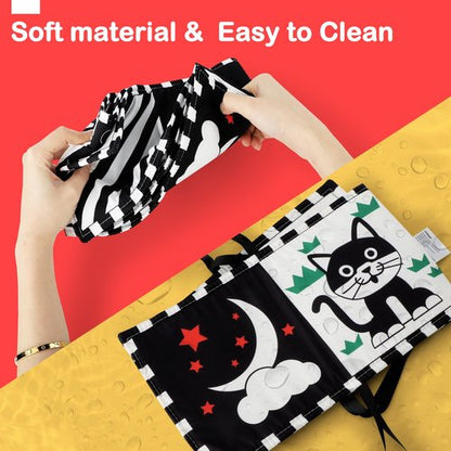 URMYWO Black and White Baby Toy, Tummy Time High Contrast Newborn Toys 0-3 Months, Soft Baby Book, Visual Stimulation Montessori Sensory Infant Toys 0-6-12 Months, Boy Girl Shower Gift, Easter Stuffer