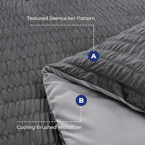 HYMOKEGE King Size Comforter Set - Luxury 7-Piece Bedding Set in Dark Grey/Light Grey | All-Season Comfort