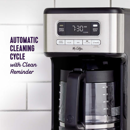 Mr. Coffee 14-Cup Programmable Coffee Maker - Stainless Steel Design for Easy Brewing