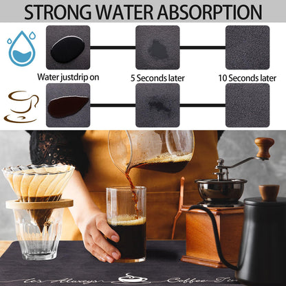 2 Pieces Coffee Bar Accessories 16 x 24 Inch Coffee Maker Mat Coffee Bar Mat Hide Stain Absorbent Kitchen Counter Mat Washable Coffee Machine Mat for Kitchen Bar Countertops Supplies (Elegant Style)