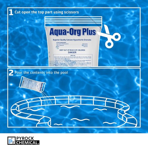 Aqua Org Plus Pool Shock - 65% Granular Cal Hypo for In-Ground & Above Ground Pools | 24-Pack of 1 lb Bags