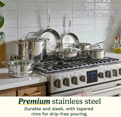 Cuisinart Chef’s Classic 11-Piece Stainless Steel Cookware Set - Induction Compatible, Even Heat Distribution, Dishwasher Safe