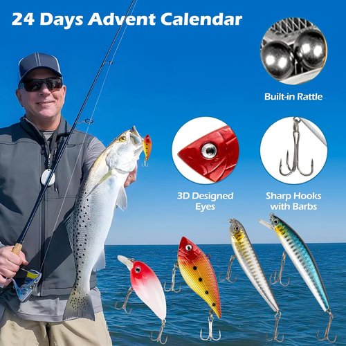 Fishing Lure Advent Calendar 2025 - 24 Days of Premium Bait | Perfect Christmas Gift for Anglers