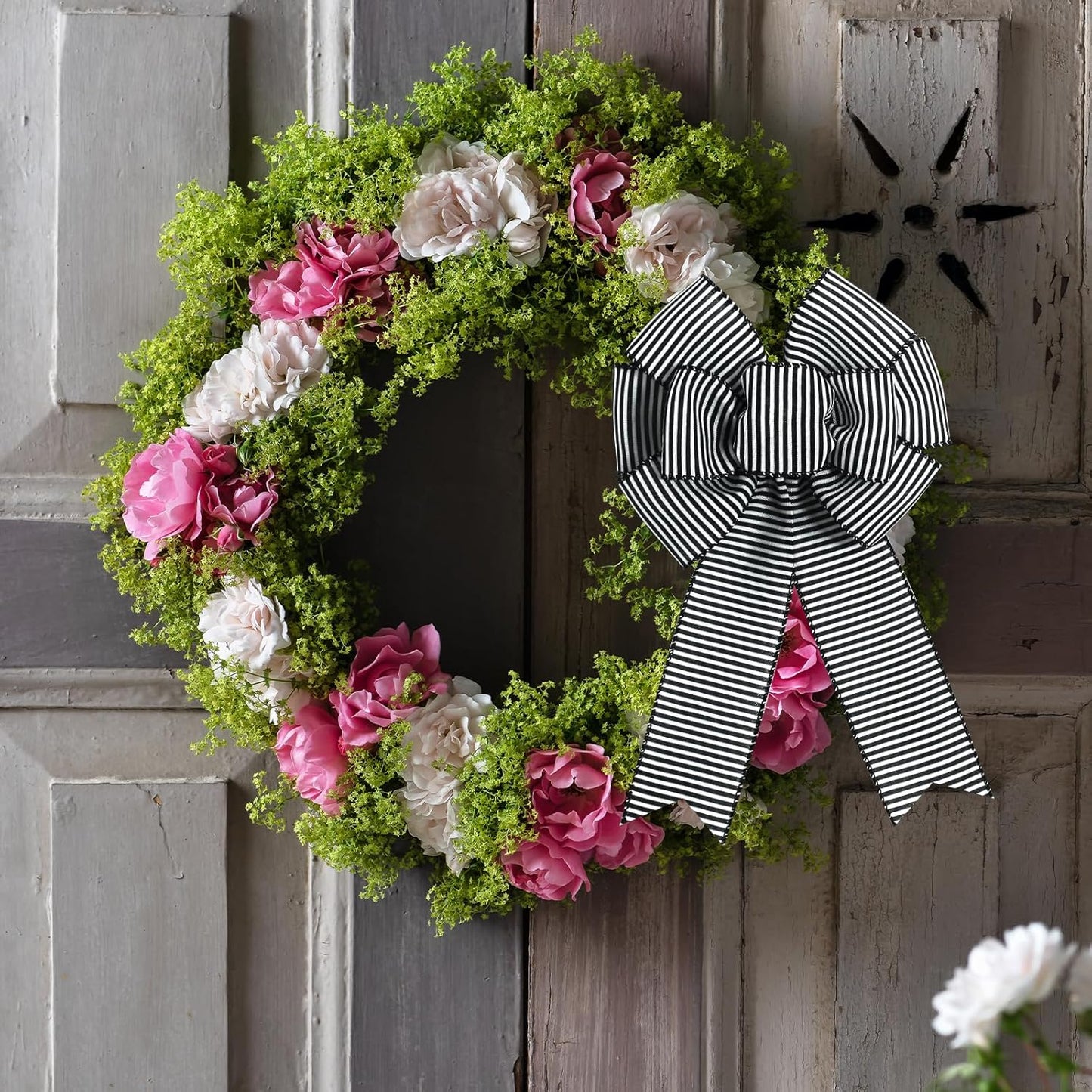 Regine Switzerland Black & White Stripe Wreath Bows - Rustic Burlap Decorative Ornaments for Weddings & Parties