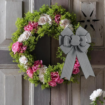 Regine Switzerland Black & White Stripe Wreath Bows - Rustic Burlap Decorative Ornaments for Weddings & Parties
