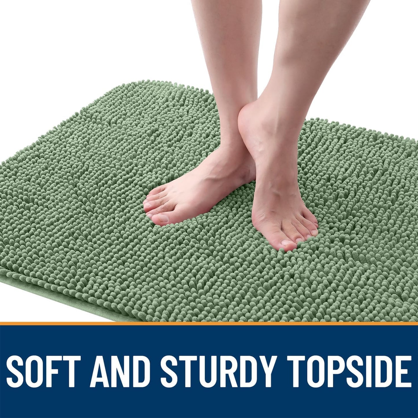OLANLY Dog Door Mat - Absorbent Non-Slip Washable Doormat for Muddy Paws | 59x20 Olive Green