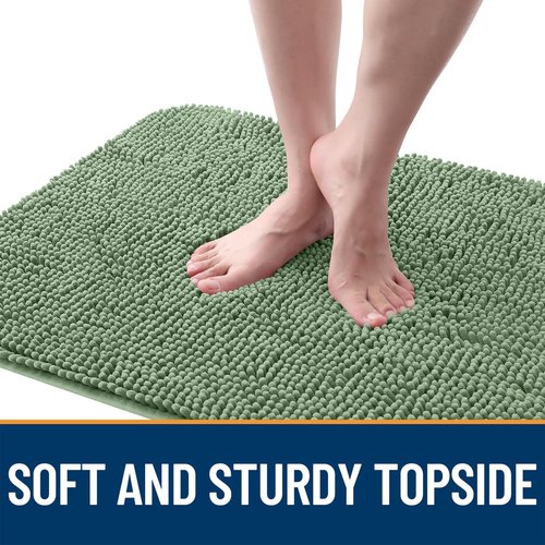 OLANLY Dog Door Mat for Muddy Paws 70x35, Absorbs Moisture and Dirt, Absorbent Non-Slip Washable Doormat, Quick Dry Chenille Mud Mat, Entry Indoor Entryway Carpet for Inside Floor, Olive Green