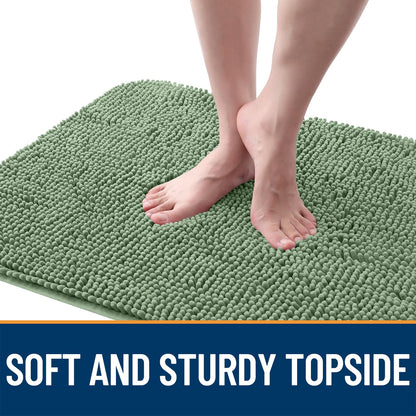 OLANLY Dog Door Mat for Muddy Paws 70x32, Absorbs Moisture and Dirt, Absorbent Non-Slip Washable Doormat, Quick Dry Chenille Mud Mat, Entry Indoor Entryway Carpet for Inside Floor, Olive Green