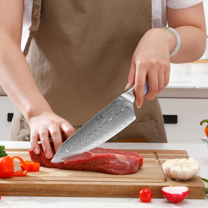 SHANGDAO Damascus Chef Knife, 8 inch Japanese chef's knives, Resin Handle kitchen knife, sharp knives kitchen Cooking Knife, chef's knives Including Gift Box