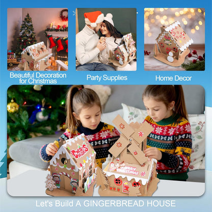 Regine Switzerland Christmas Gingerbread House DIY Kit - 12 Pack Cardboard Fun for Kids & Adults