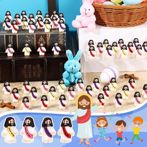 Bememo 100 Pcs Jesus Figures - Original Rubber Pocket Toys for Sunday School & Gifts | Bright Colors
