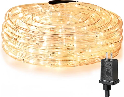 LE 33ft LED Rope Lights - 240 Warm White LEDs | Waterproof Outdoor String Lights for Patio & Deck