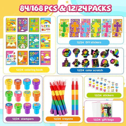 BenLouis Bible Coloring Set - Christian Inspirational Verses for Kids | 24 Bulk Party Favors