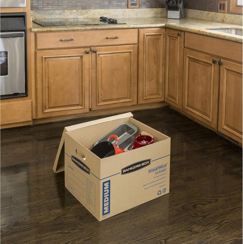 Bankers Box Classic Moving Boxes - Medium Size 20 Pack with Reinforced Handles | Tape-Free Assembly, 19-In x 14.5-In x 15.5-In