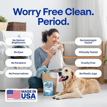 Earth Breeze Laundry Detergent Sheets - Fresh Scent, Eco-Friendly & Travel-Friendly - 60 Loads, 30 Ct