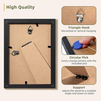 HappyHapi 4x6 Picture Frame Set of 5 - Black Gallery Wall Frames for 3.5x5 or 4x6 Photos