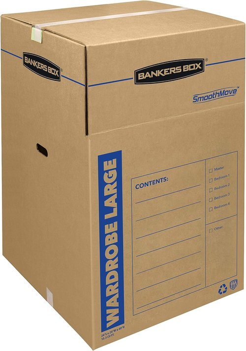 Bankers Box Tall Wardrobe Box - 3 Pack | 24" x 24" x 40" - Durable Storage Solution