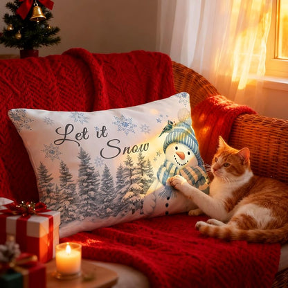 Let It Snow Snowman Christmas Pillow Covers 12x20 - Winter Decor, 115pillowcover Color-001