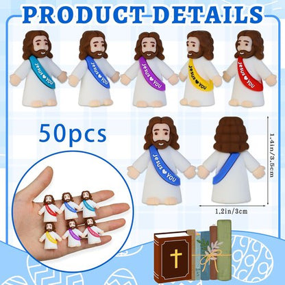 Bamamon Mini Jesus Figurines - 50 Pcs Easter Party Favors for Sunday School & Baptism Gifts