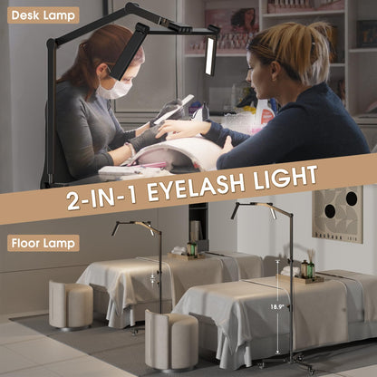 YOUKOYI Lash Light for Eyelash Tech, LED Half Moon Light with Wheels, Automatic Dimming, 2 in 1 Eyelash Floor Lamp & Desk Lamp, Lash Lamp with Remote Control, Ideal for Makeup Studios, Salons, Nails