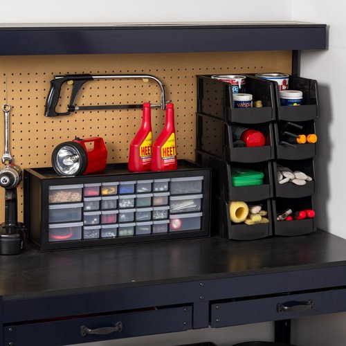 IRIS USA 26-Drawer Storage Organizer - Stackable Craft & Teacher Toolbox - Black