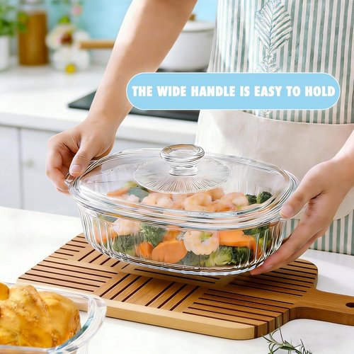 Glass Baking Dishes by [Brand Name] - Casserole Dish Set with Lid | 1.9 Qt & 3 Qt for Lasagna and Leftovers