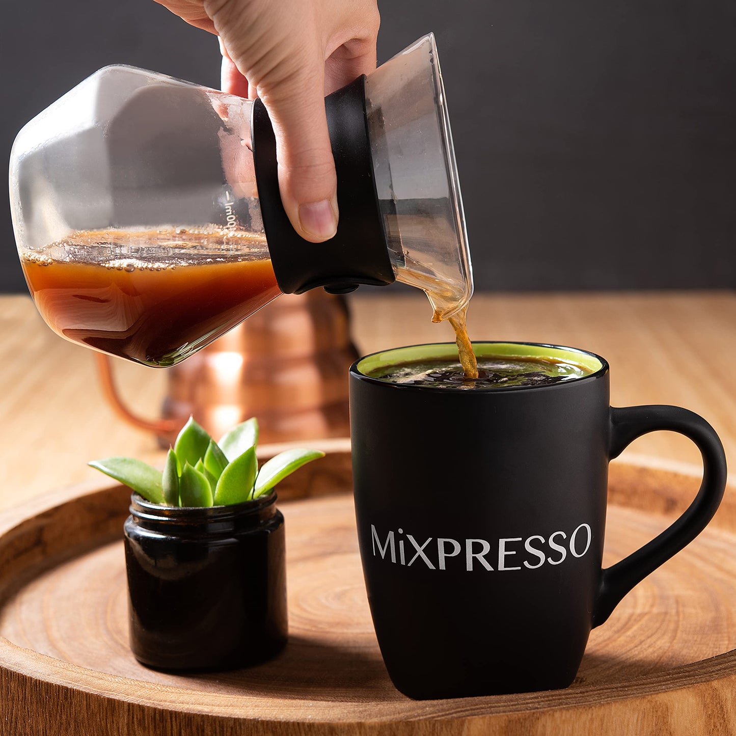 Mixpresso Pour Over Coffee Maker Set Glass Carafe Borosilicate White Protective Silicone Sleeve, Pour Over Coffee Dripper Brewer With Double-layer Stainless Steel Filter 13.5 Oz