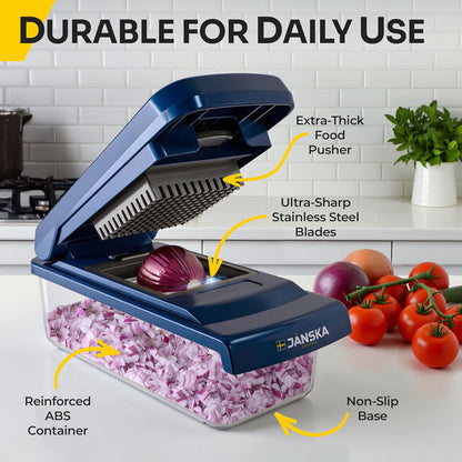 UltraChop Vegetable Chopper - 12 Blade Heavy Duty Food Processor & Spiralizer | Blue Kitchen Essential