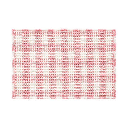 TYUU Waffle Bath Mat, Boho Bathroom Rugs Non Slip Washable Absorbent Checkered Bathroom Mat Quick Dry Cute Bath Mat, 30"x20" Pink and White