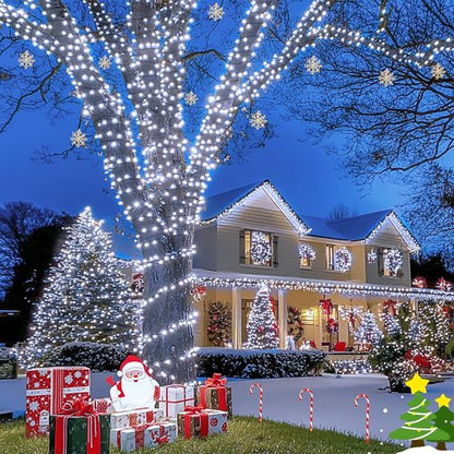 JMEXSUSS 200 LED White Christmas Lights - 66ft Waterproof Twinkle String Lights for Indoor/Outdoor Use