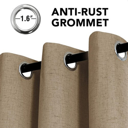 H.VERSAILTEX Linen Curtains 100% Blackout Curtains for Bedroom 63 inch Long Full Light Blocking Nature Linen Blended Window Curtains for Living Room Nickel Grommet (2 Panels, Heathered Macchiato)