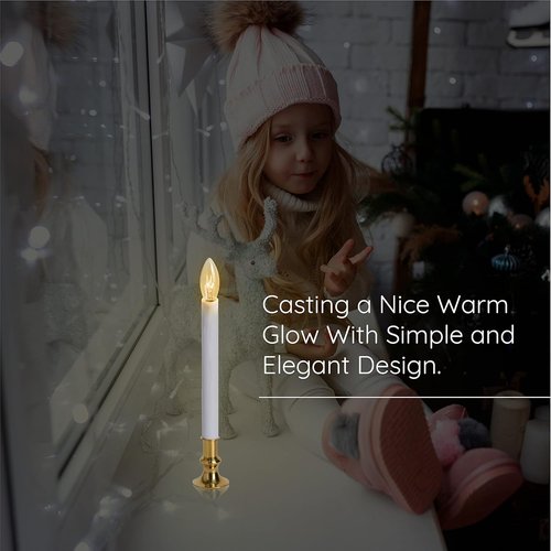 Electric Christmas Window Candle Lamp - 6-Pack | Brass-Plated Base with LED Bulbs | Dusk-to-Dawn Sensor