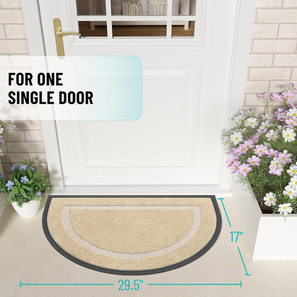 OLANLY Half Circle Door Mat - Waterproof All-Season Indoor/Outdoor Welcome Mat | 29.5x17, Beige