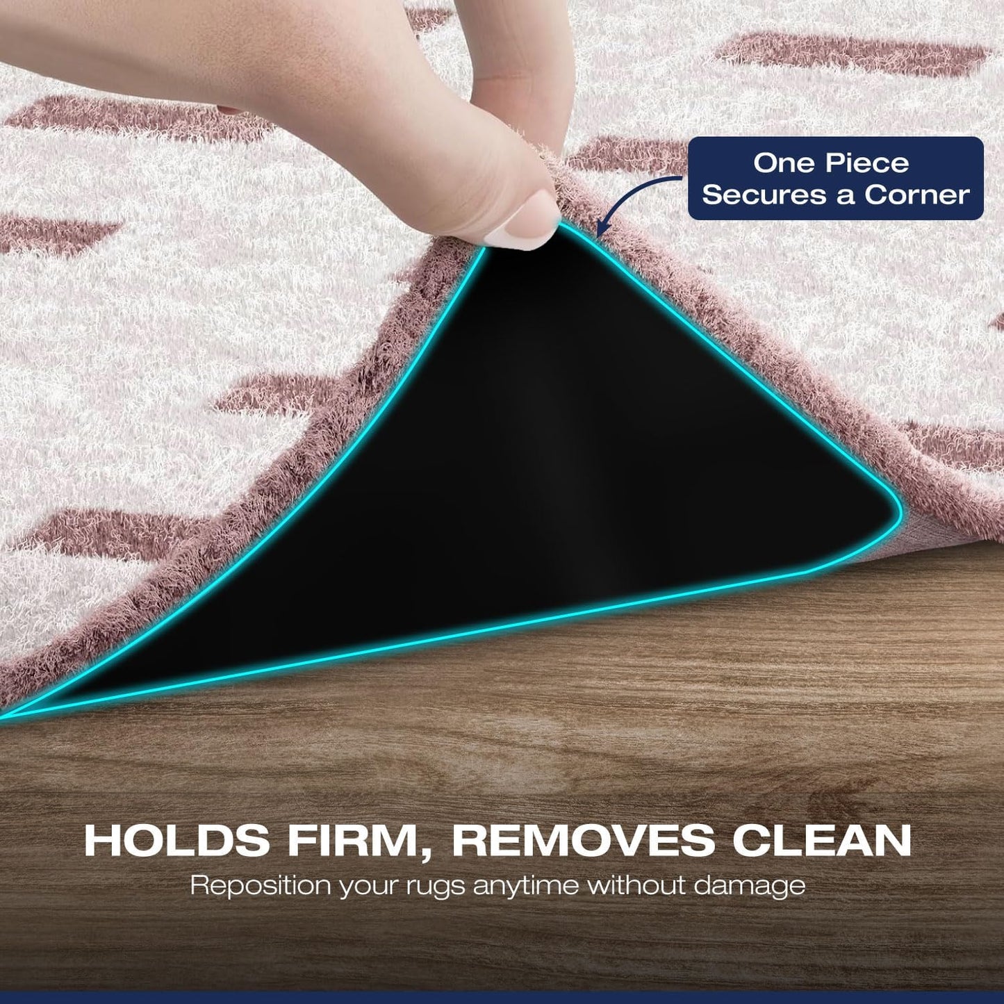Reusable Rug Grippers by [Brand Name] - 12 Non-Slip Pads for Area Rugs | Double-Sided Adhesive for Hardwood & Tile