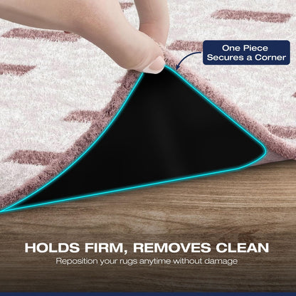Reusable Rug Grippers by [Brand Name] - 12 Non-Slip Pads for Area Rugs | Double-Sided Adhesive for Hardwood & Tile