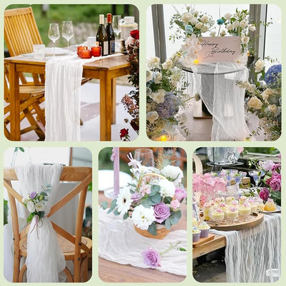 Ivory Cheesecloth Table Runner 10ft - Boho Gauze 6 Pack (Variation: Ivory+6 Pack)