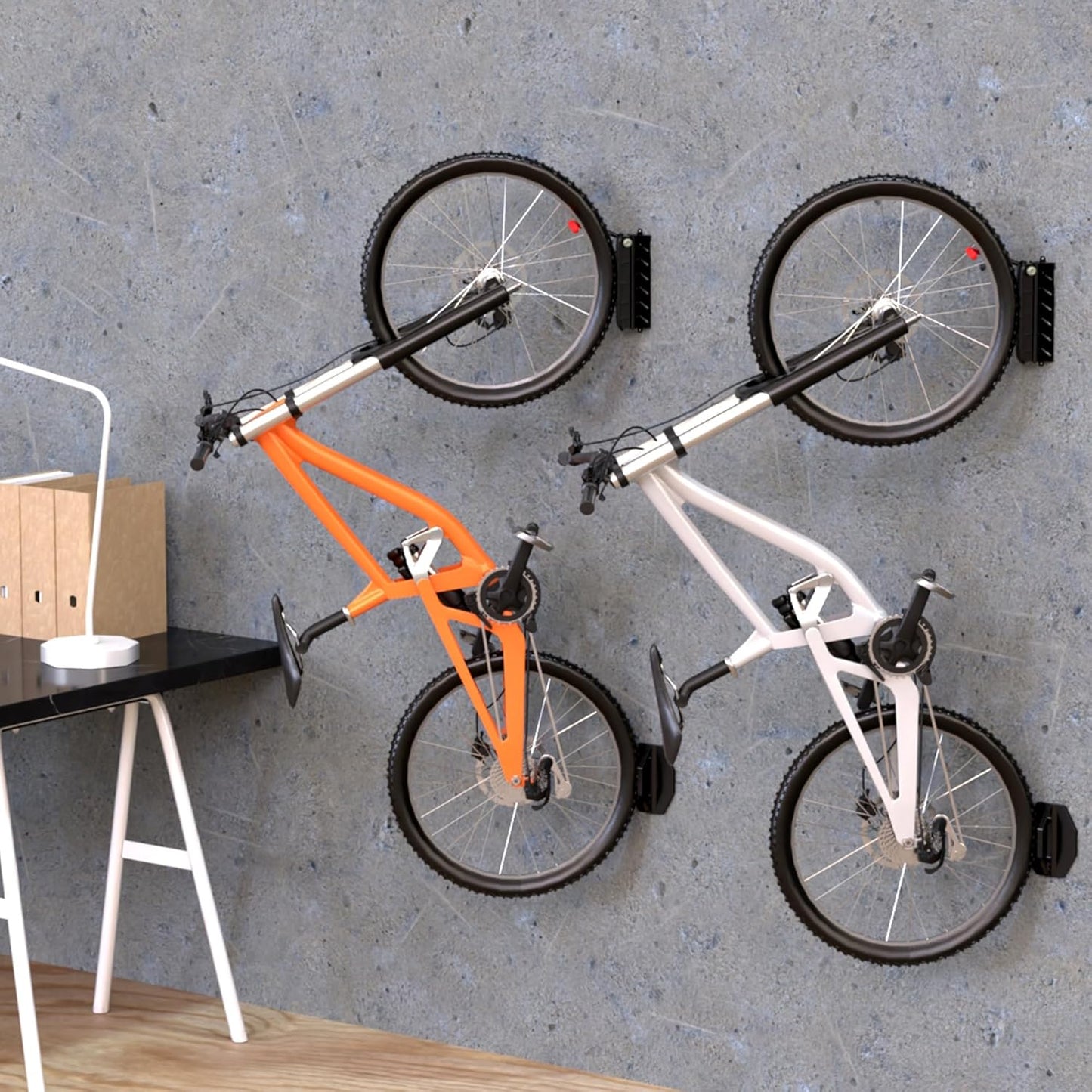 Swivel Bike Wall Mount | Space-Saving Bike Hangers for Garage - Sturdy Rack Holds Up to 77 lbs, Easy Install, 2 Pack