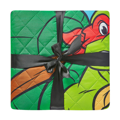 Teenage Mutant Ninja Turtles Bedding Set Twin Bed - Bundle with TMNT Bedspread, Flat Sheet, Fitted Sheet, and Pillowcase Plus Posters, Tattoos, More | TMNT Bedroom Set Twin