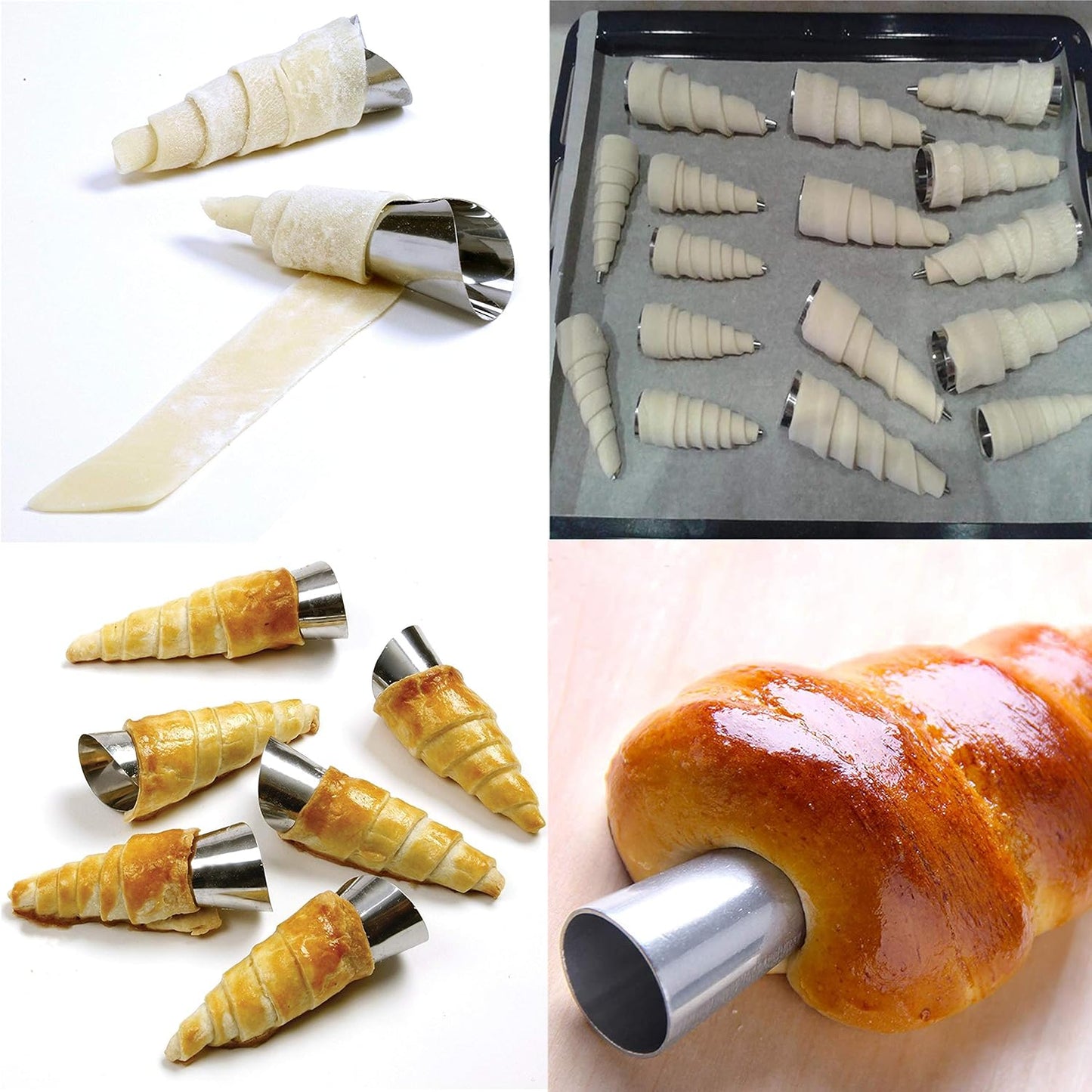Skiennix Large Cream Horn Molds - 20-Pack Stainless Steel Ice Cream Mold Tubes