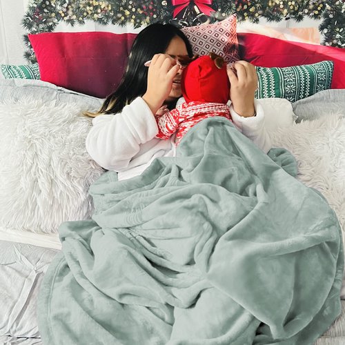 Bedsure GentleSoft Fleece Blanket Twin Size Sage Green - 300GSM Lightweight Plush Fuzzy Cozy Soft Warm Blanket for Bed, Sofa, Couch, Travel, Camping, 60x80 inches