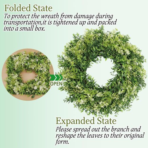 Eucalyptus Wreath by [Brand Name] - 28 Inch Large Artificial Green Leaves | Year-Round Home Decor