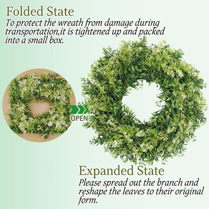 Eucalyptus Wreath by [Brand Name] - 28 Inch Large Artificial Green Leaves | Year-Round Home Decor