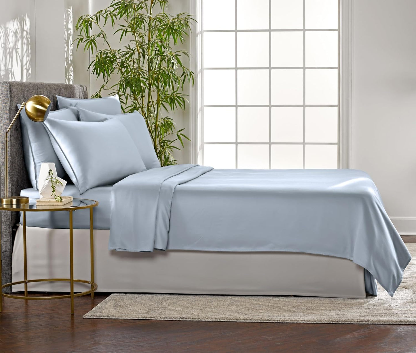 Pure Bamboo Twin Sheets - Luxuriously Soft 100% Organic Viscose Bed Sheet Set | Cooling & Durable (Twin, Sterling Blue)